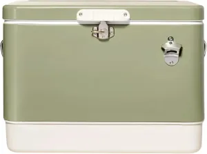 FSE Retro Metal Cooler, 80 Can/54 Qt. Capacity, Hard-Sided, Two Tone, Holds Up to 80 Beverage Cans, Metal Construction with Plastic Lining