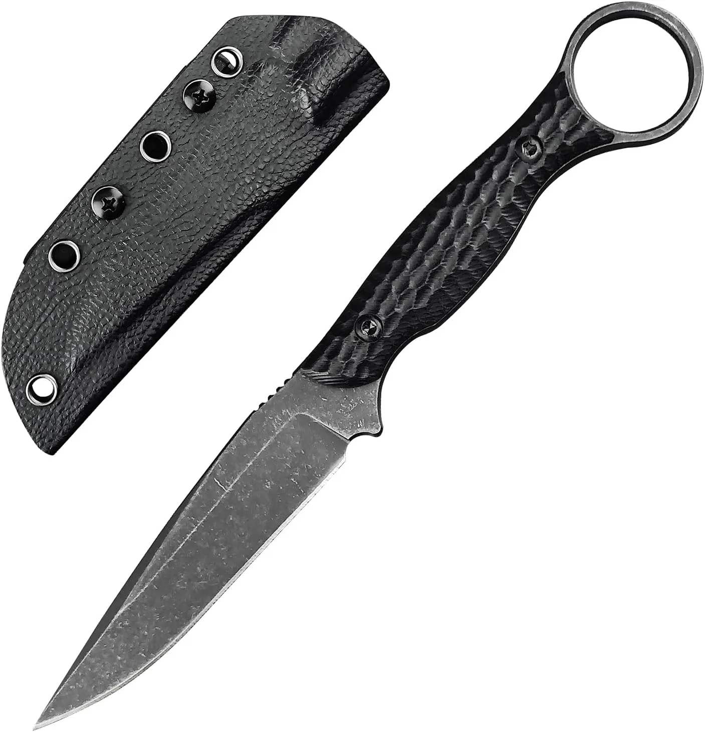 Full Tang Fixed Blade Knife, Survival Utility Knife, 8Cr13Mov Blade, G10 Handle with Kydex Sheath, EDC for Outdoor,Hiking, Camping.