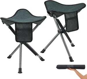FUNDANGO 2 Pack Tripod Folding Chair Portable Camping Tripod Stool Backpacking Camp Stool Lightweight Hunting Stools Chair Seat Footstool for Fishing Travel with Carry Bag