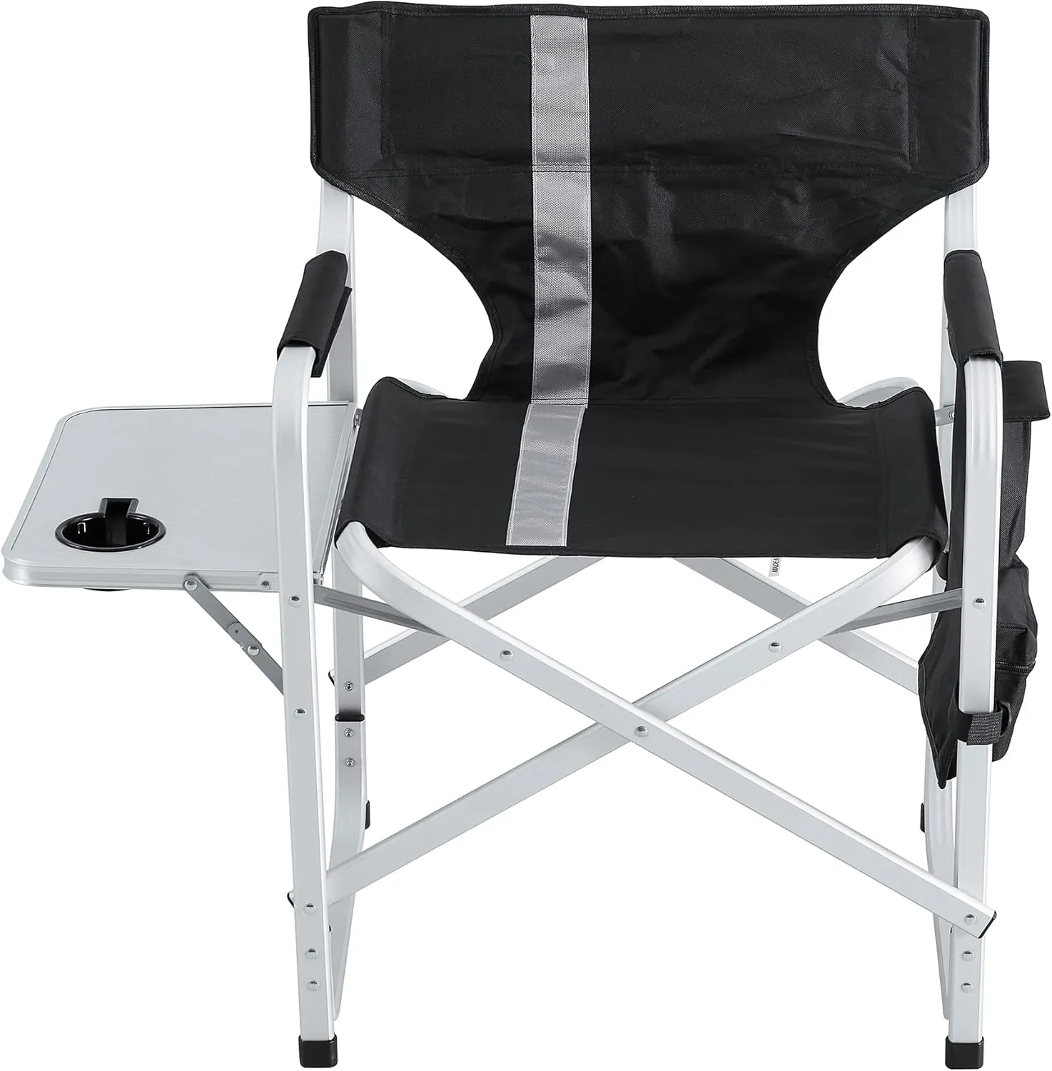 FUNNy elf Collapsible Folding Outdoor Chair with Side Table, Storage Pockets, Black Grey Folding Director's Chair - Lightweight & Sturdy for Camping, Picnics, Fishing - Single or Double Piece (1)