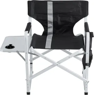 FUNNy elf Collapsible Folding Outdoor Chair with Side Table, Storage Pockets, Black Grey Folding Director's Chair - Lightweight & Sturdy for Camping, Picnics, Fishing - Single or Double Piece (1)