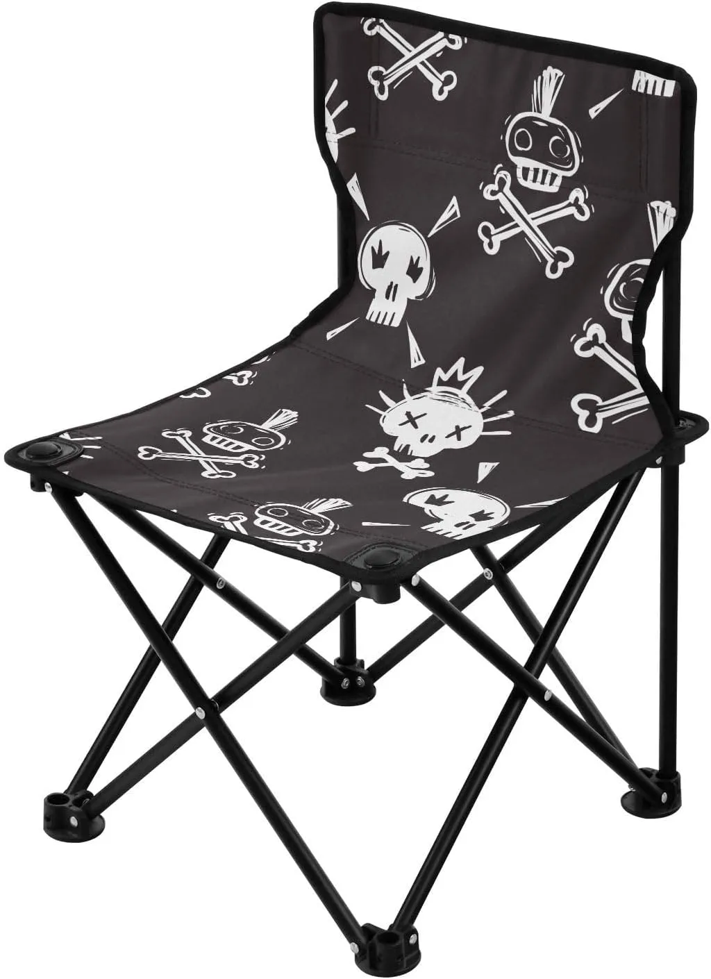 Funny Rock Punk Skulls Folding Camping Chairs Lightweight Portable Beach Chair Lawn Chair for Leisure