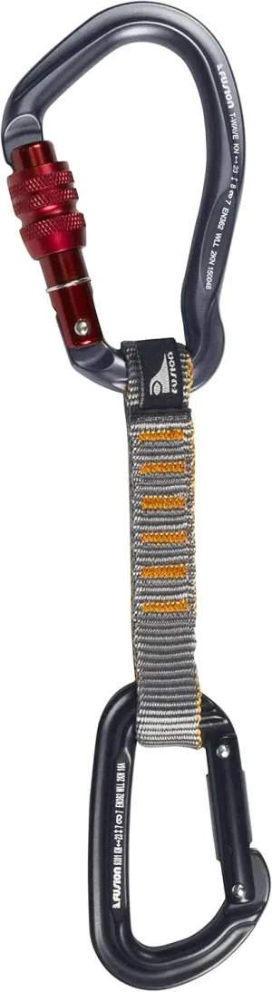 Fusion Climb 11cm Quickdraw with Techno Wave Screw Gate Carabineer, Burgundy/Black