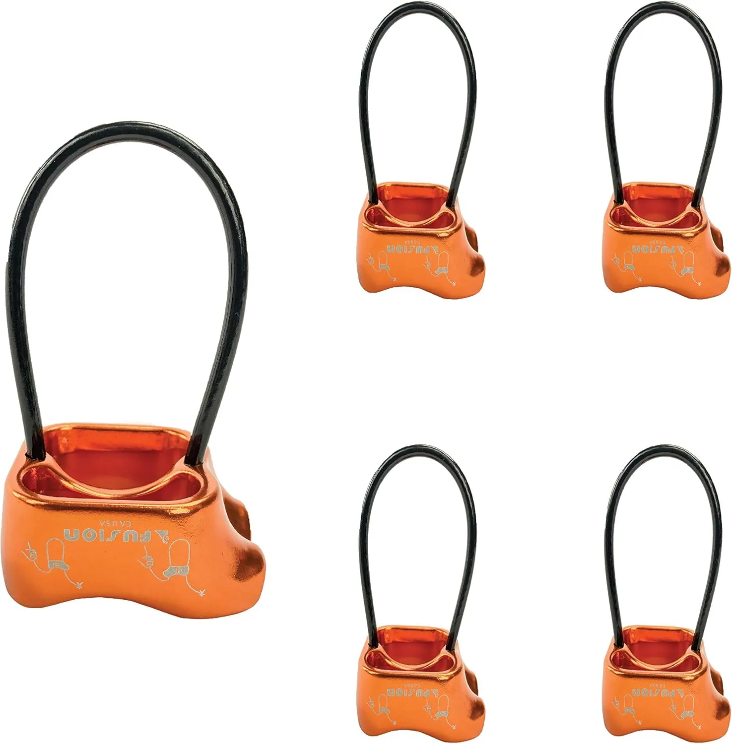 Fusion Climb Neo Sat Aluminum Tube Belay Device, Professional 25KN Rappel ATC Belay Device Aluminum V-grooved Rock Climbing Belay Device Rappelling Descender Safety Equipment 5-Pack