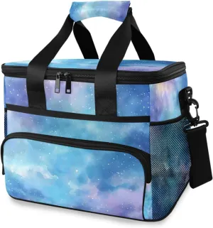 Galaxy Blue Tie Dye Starry Sky Cooler Bag Insulated Cooler Soft Sided Cooler 24 Can Portable Picnic Bag Large Leakproof Lunch Bag Box for Beach Grocery Camping Travel Car Men Women