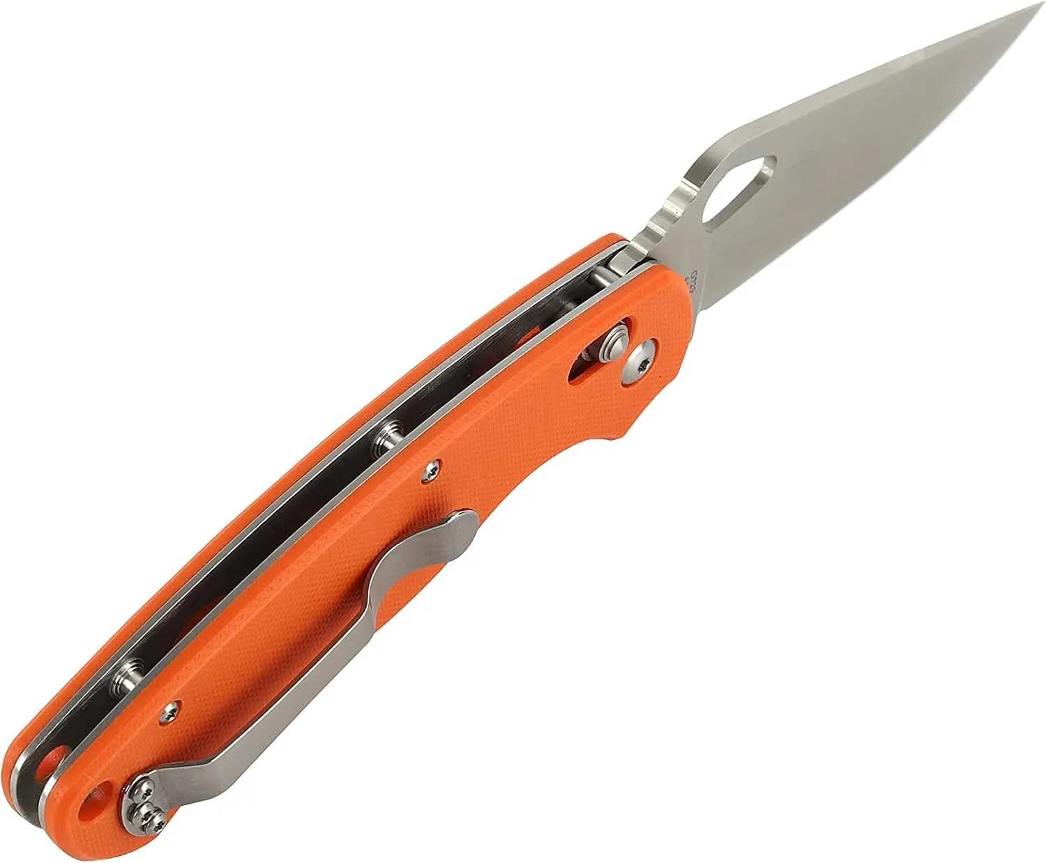 Ganzo G729-OR Orange Folding Pocket Knife 440C Stainless Steel Blade G10 Anti-Slip Handle with Clip Hunting Fishing Camping Folder Outdoor Utility Folding Knife EDC Knife (Orange)