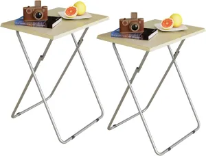 Garden 4 you Tv Trays, Folding Tray Table, Dinner Tray Table with No Assembly Required&Sturdy, Foldable Snack Eating Trays Table for Living Room, 15 x 18.9 x 26 in(Natural,2PC)