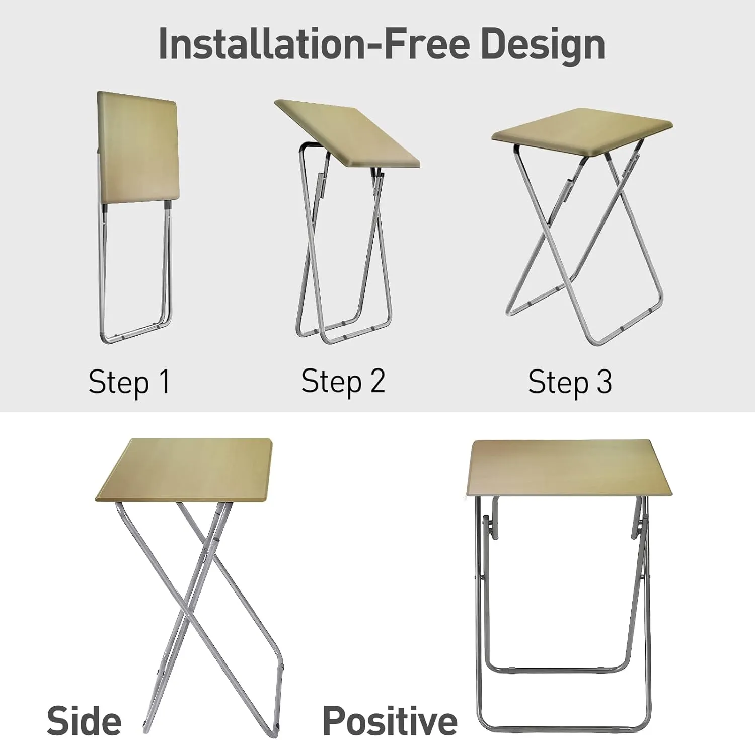 Garden 4 you Tv Trays, Folding Tray Table, Dinner Tray Table with No Assembly Required&Sturdy, Foldable Snack Eating Trays Table for Living Room, 15 x 18.9 x 26 in(Natural,2PC)