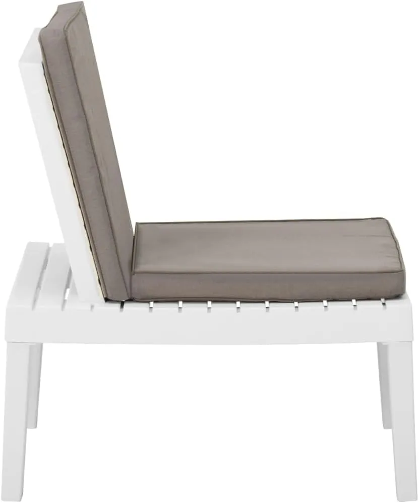 Garden Chairs, Front Porch Chairs, Patio Lounge Chair with Cushion, Easy to Clean Suitable for Indoor, Patio, Deck, Front Porch, Garden Plastic White