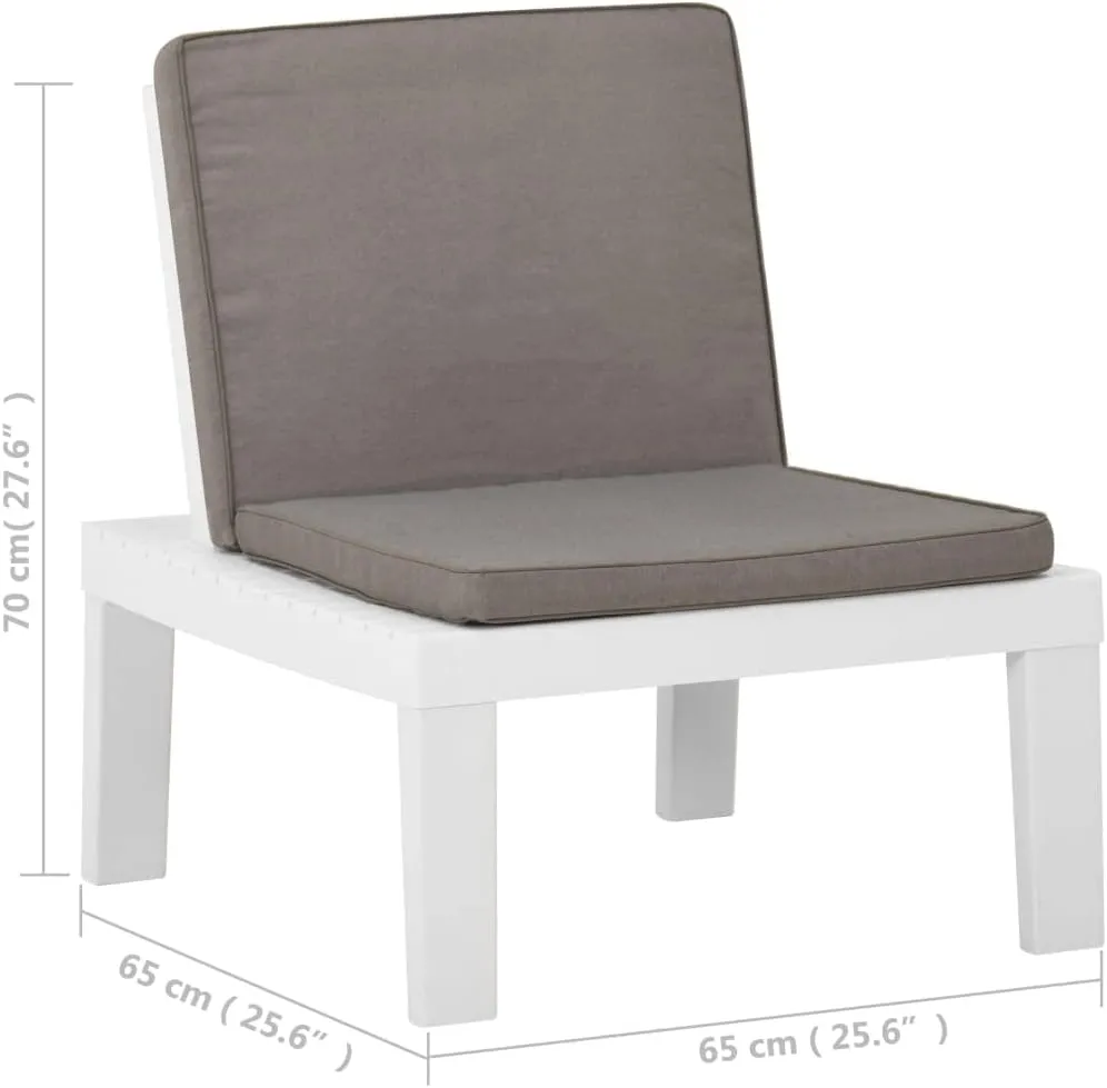 Garden Chairs, Front Porch Chairs, Patio Lounge Chair with Cushion, Easy to Clean Suitable for Indoor, Patio, Deck, Front Porch, Garden Plastic White