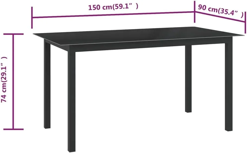 Garden Table Black Aluminum Durable Medium Tables Furniture Folding Outdoor Dining Camping Table
