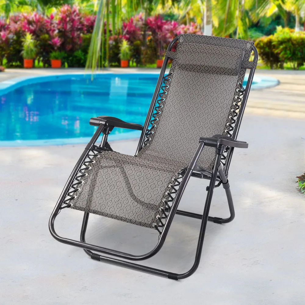 GB Beige Zero Gravity Outdoor Reclining Chair Recliner