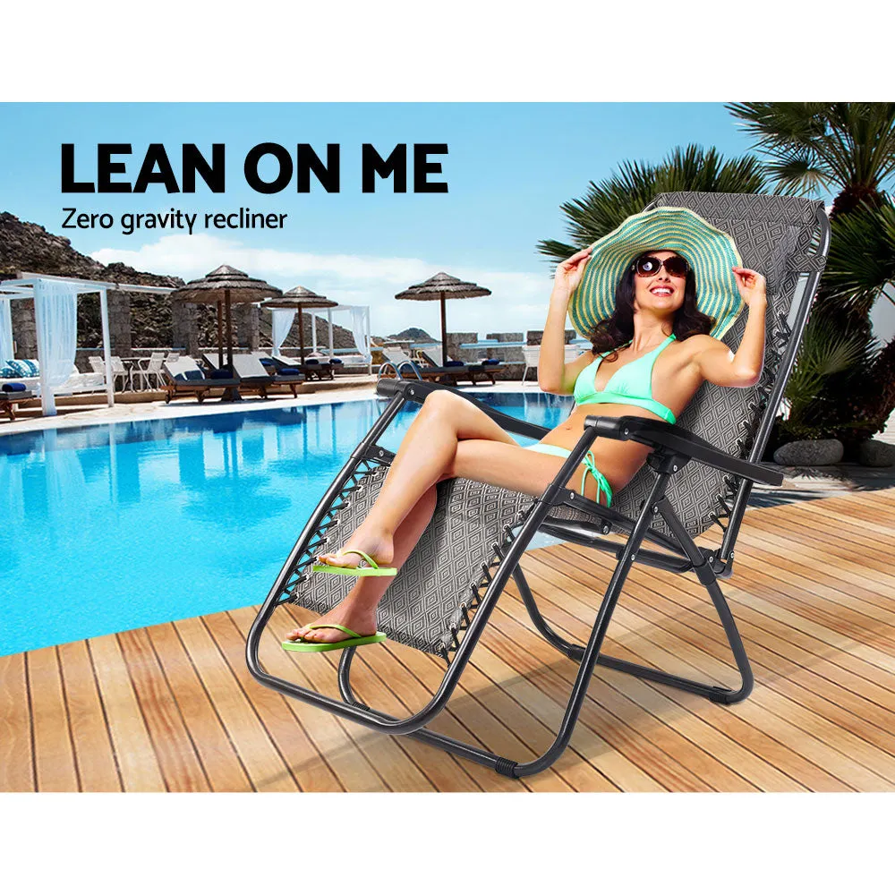 GB Beige Zero Gravity Outdoor Reclining Chair Recliner