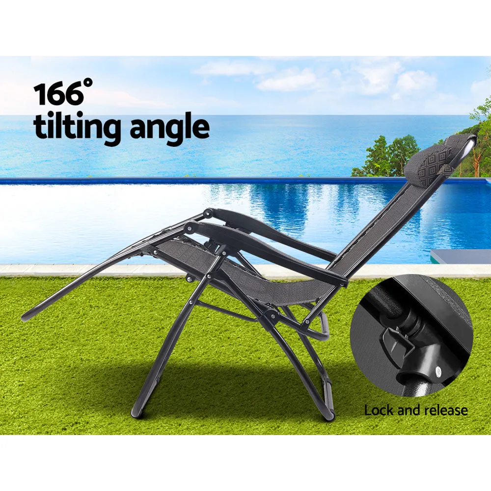 GB Beige Zero Gravity Outdoor Reclining Chair Recliner