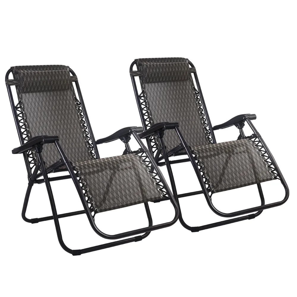 GB Grey Zero Gravity Outdoor Reclining Chairs - set of two