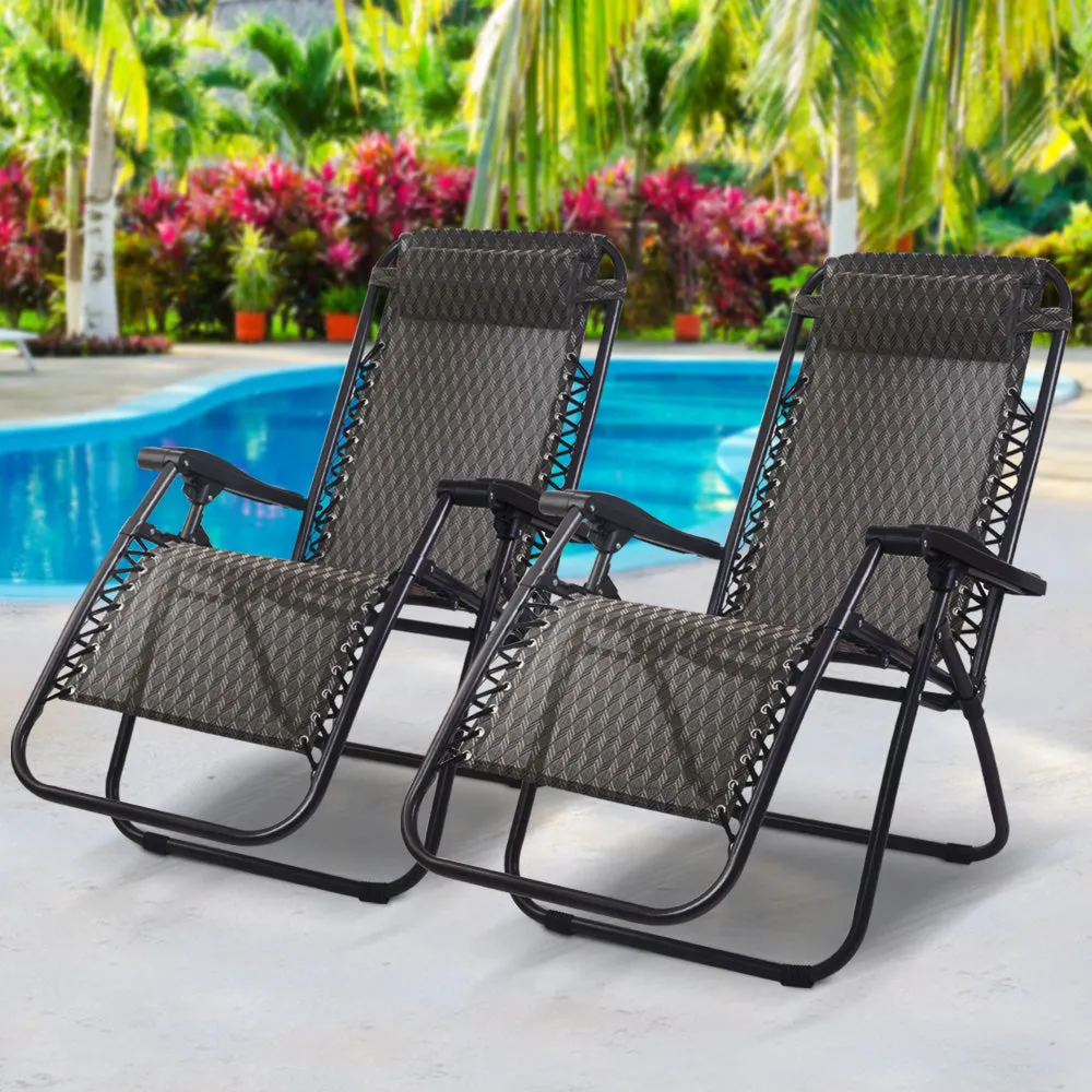 GB Grey Zero Gravity Outdoor Reclining Chairs - set of two