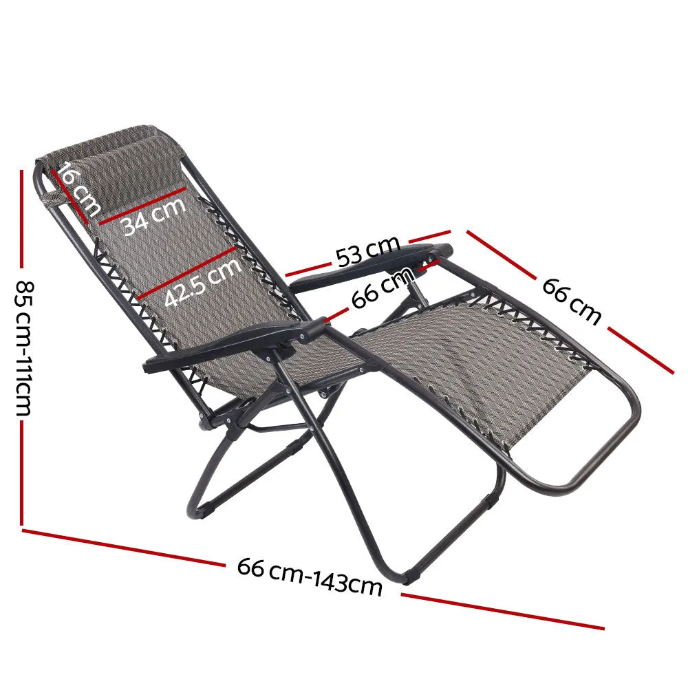 GB Grey Zero Gravity Outdoor Reclining Chairs - set of two