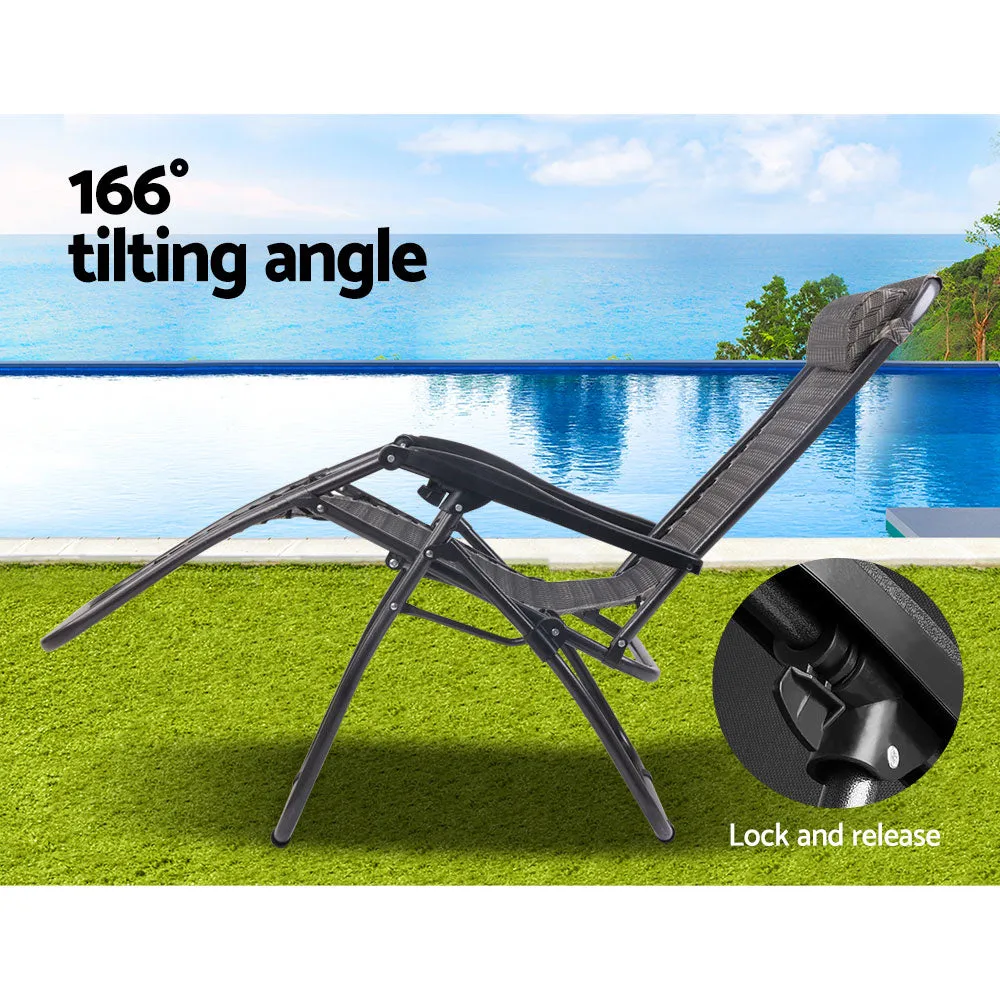GB Grey Zero Gravity Outdoor Reclining Chairs - set of two