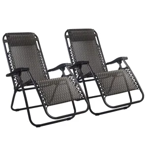 GB Grey Zero Gravity Outdoor Reclining Chairs - set of two