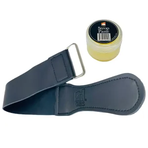 G.B.S Leather Strop 30ml Conditioning Paste Professional Hone and Sharpen your Shaving Razor, blade, knives, cutlery and tools- Leather Balm and Leather Strop for Knife Honing Sharpening 2" Black