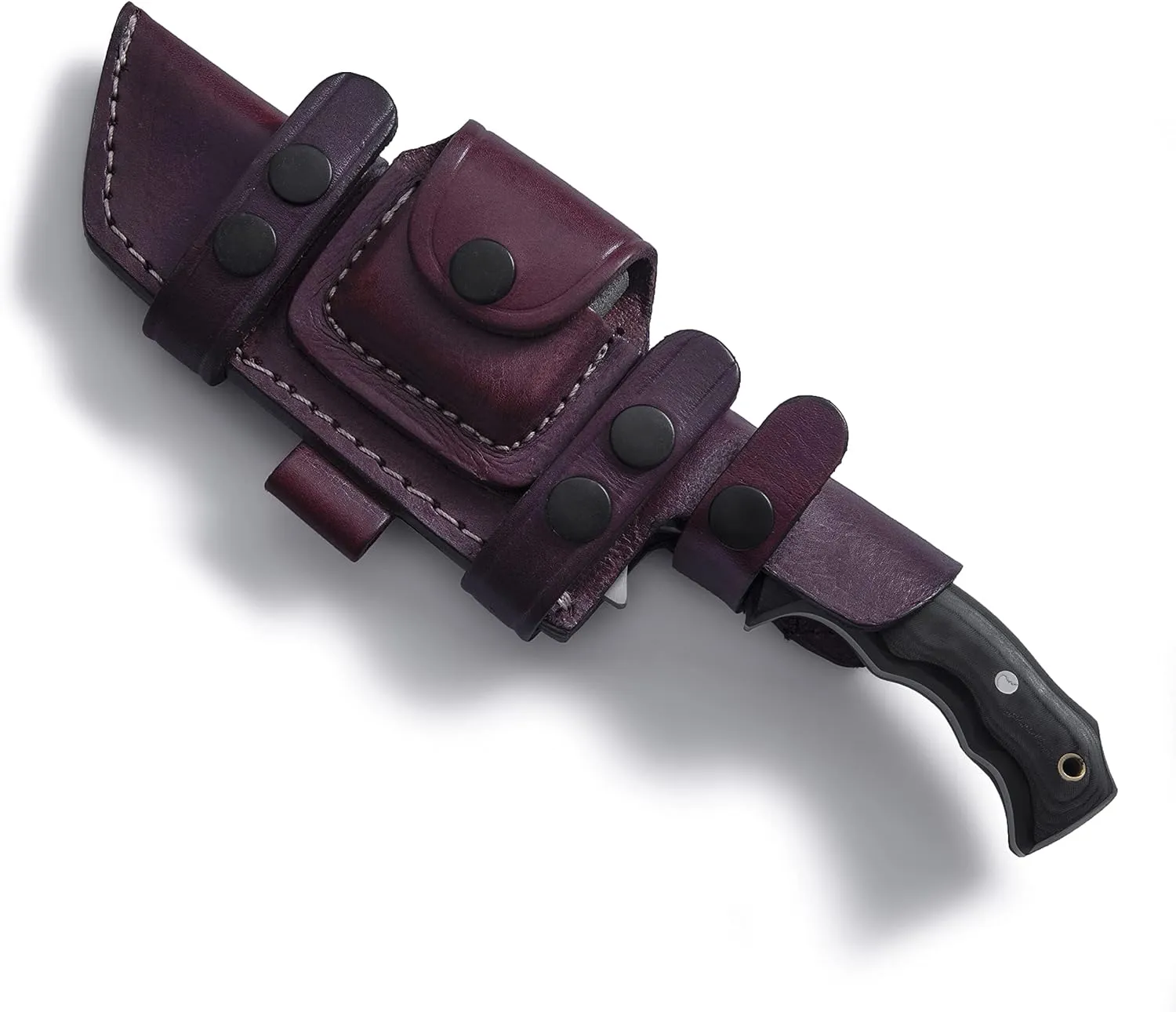 GCS Handmade D2 steel Hunting Knife G10 Handle Fixed Blade Knife Right Hand Scout Carry Buffalo leather Sheath and Sharpening Stone for Hunting Camping Survival and EDC
