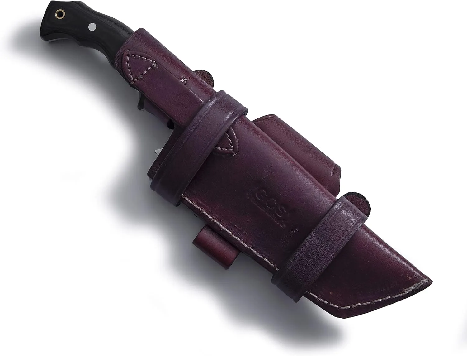 GCS Handmade D2 steel Hunting Knife G10 Handle Fixed Blade Knife Right Hand Scout Carry Buffalo leather Sheath and Sharpening Stone for Hunting Camping Survival and EDC