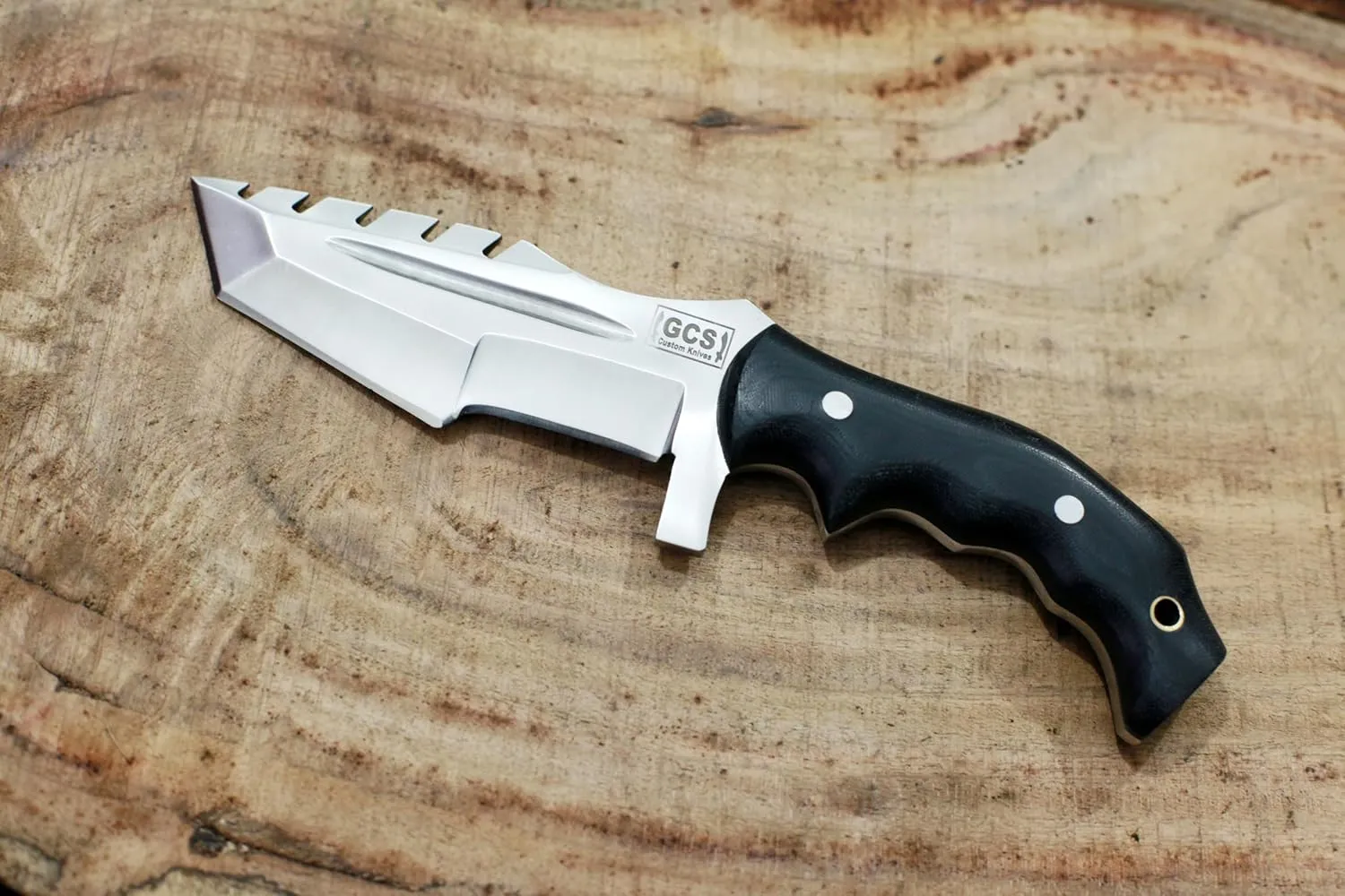 GCS Handmade D2 steel Hunting Knife G10 Handle Fixed Blade Knife Right Hand Scout Carry Buffalo leather Sheath and Sharpening Stone for Hunting Camping Survival and EDC
