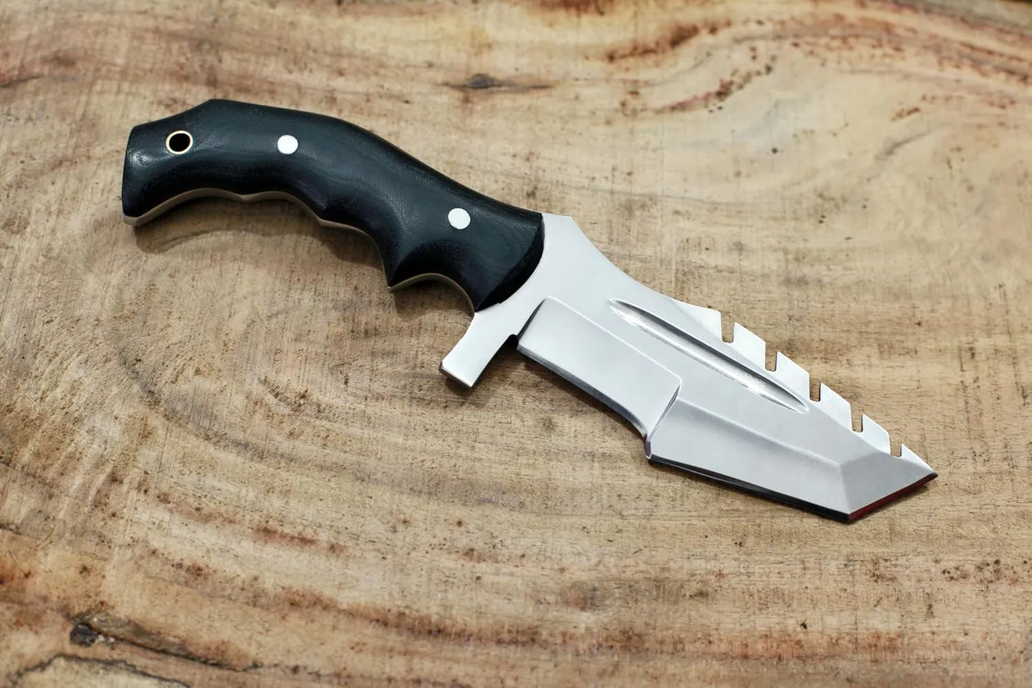 GCS Handmade D2 steel Hunting Knife G10 Handle Fixed Blade Knife Right Hand Scout Carry Buffalo leather Sheath and Sharpening Stone for Hunting Camping Survival and EDC