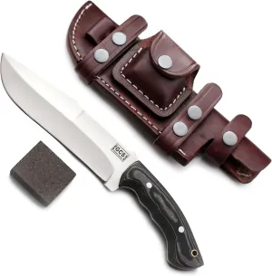 GCS Handmade D2 Steel Hunting Knife with Micarta Handle, Full Tang Blade, and Leather Sheath for Hunting Hunting Camping Survival EDC-GCS 959