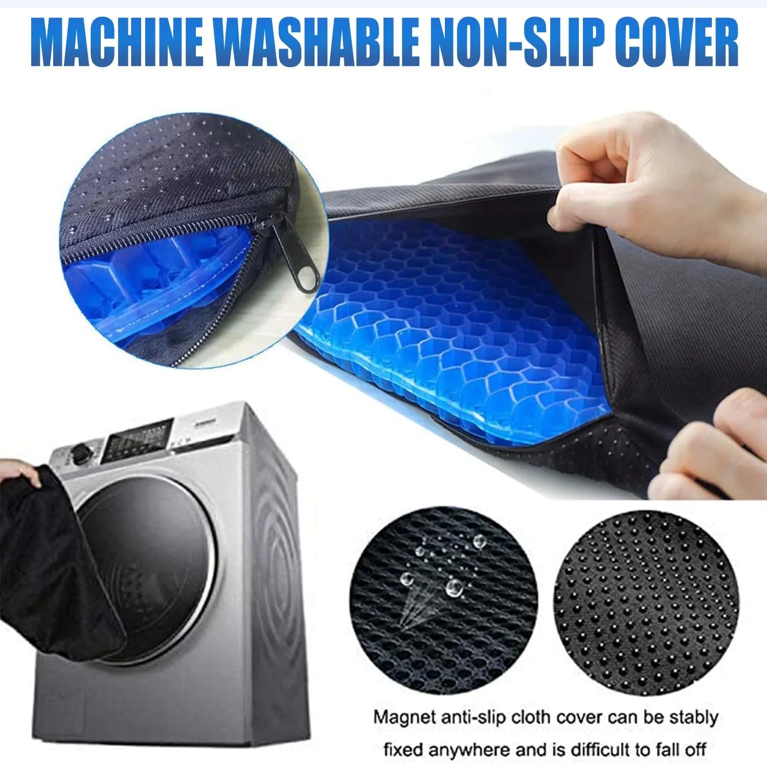 Gel Seat Cushion - Enhanced Double Thick Egg Seat Cushion with Non-Slip Cover - Office Chair Car Seat Cushion - Sciatica & Back Pain Relief - Perfect for Office Chair Car Wheelchair Travel