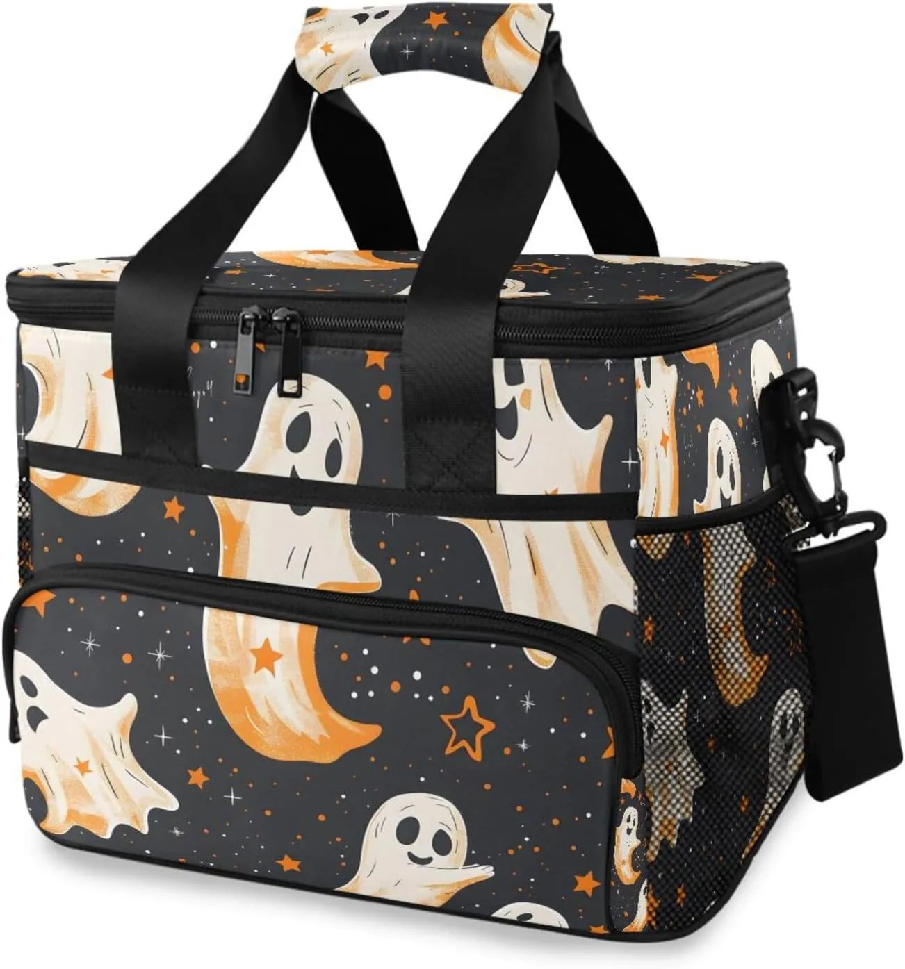 Ghost Black Cooler Bag Insulated Cooler Soft Sided Cooler 24 Can Portable Picnic Bag Large Leakproof Lunch Bag Box for Beach Grocery Camping Travel Car Men Women