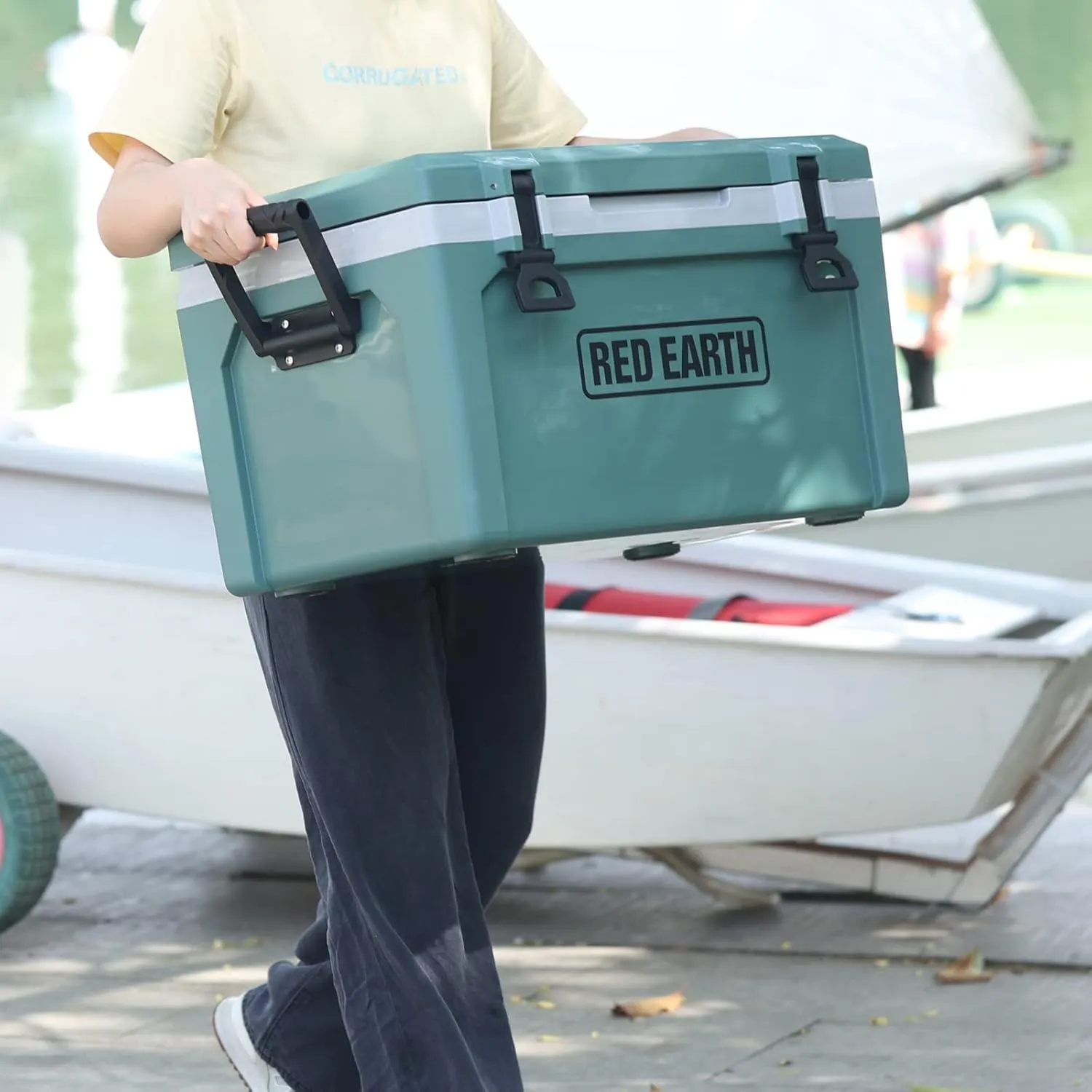GiNT Ultra-Light 52 Quard Hard Cooler Insulated Portable Ice Chest Box with Basket & Divider, Great for The Beach, Boat, Fishing, Barbecue or Camping