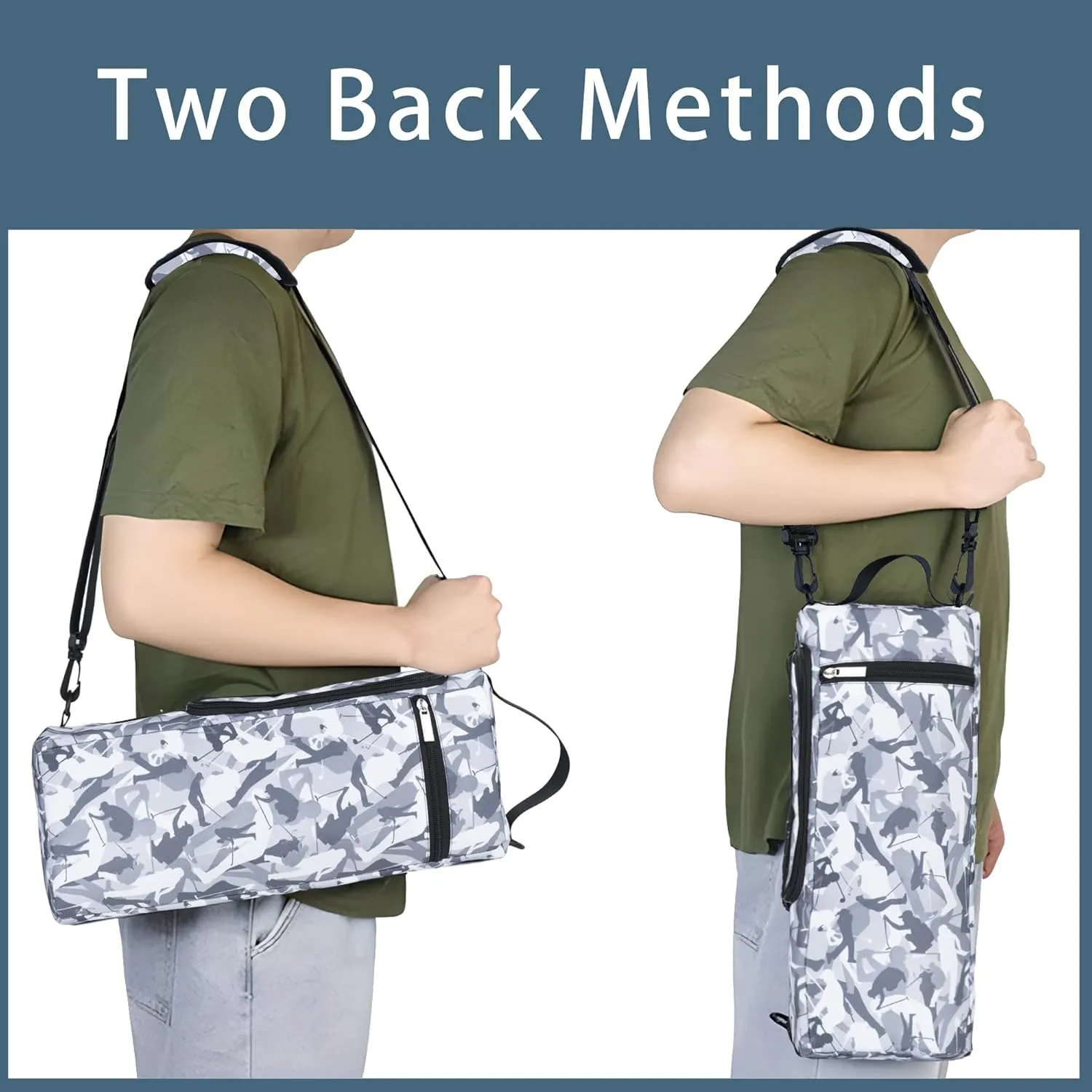 Golf Cooler Bag Plus Ice Pack Soft Sided Insulated Cooler Bag- Holds 6 Pack of Cans or 2 Wine Bottles - Grey Camo Golf Beer Sleeve Black Fits Discreetly in Golf Bags