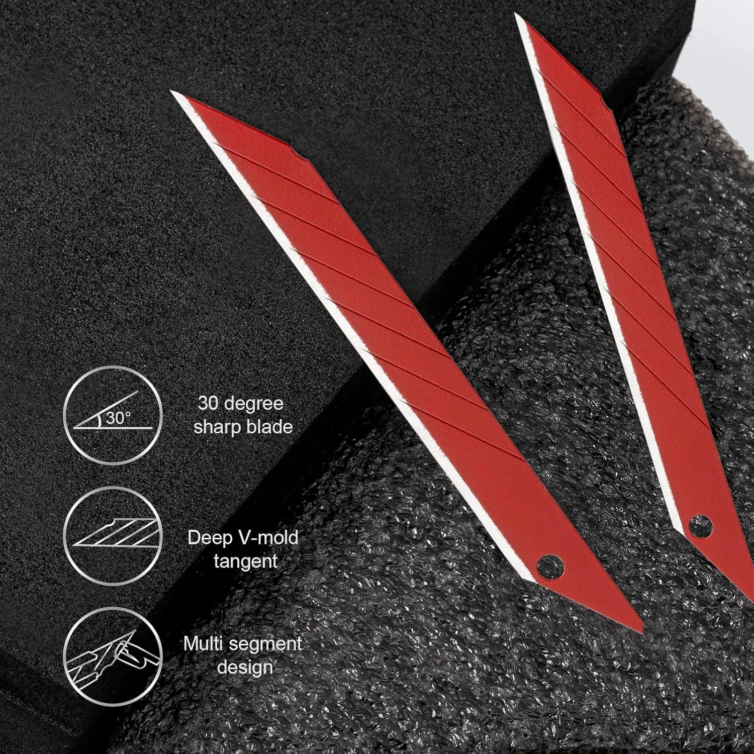 Gomake 9mm Utility Knife Replacement Blades,30 Degree Snap Off Carbon Steel Knife Blades for Retractable Cutting Knives, Hobby, Craft, Box Cutter 100PCS (Red)