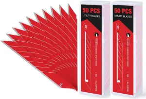 Gomake 9mm Utility Knife Replacement Blades,30 Degree Snap Off Carbon Steel Knife Blades for Retractable Cutting Knives, Hobby, Craft, Box Cutter 100PCS (Red)