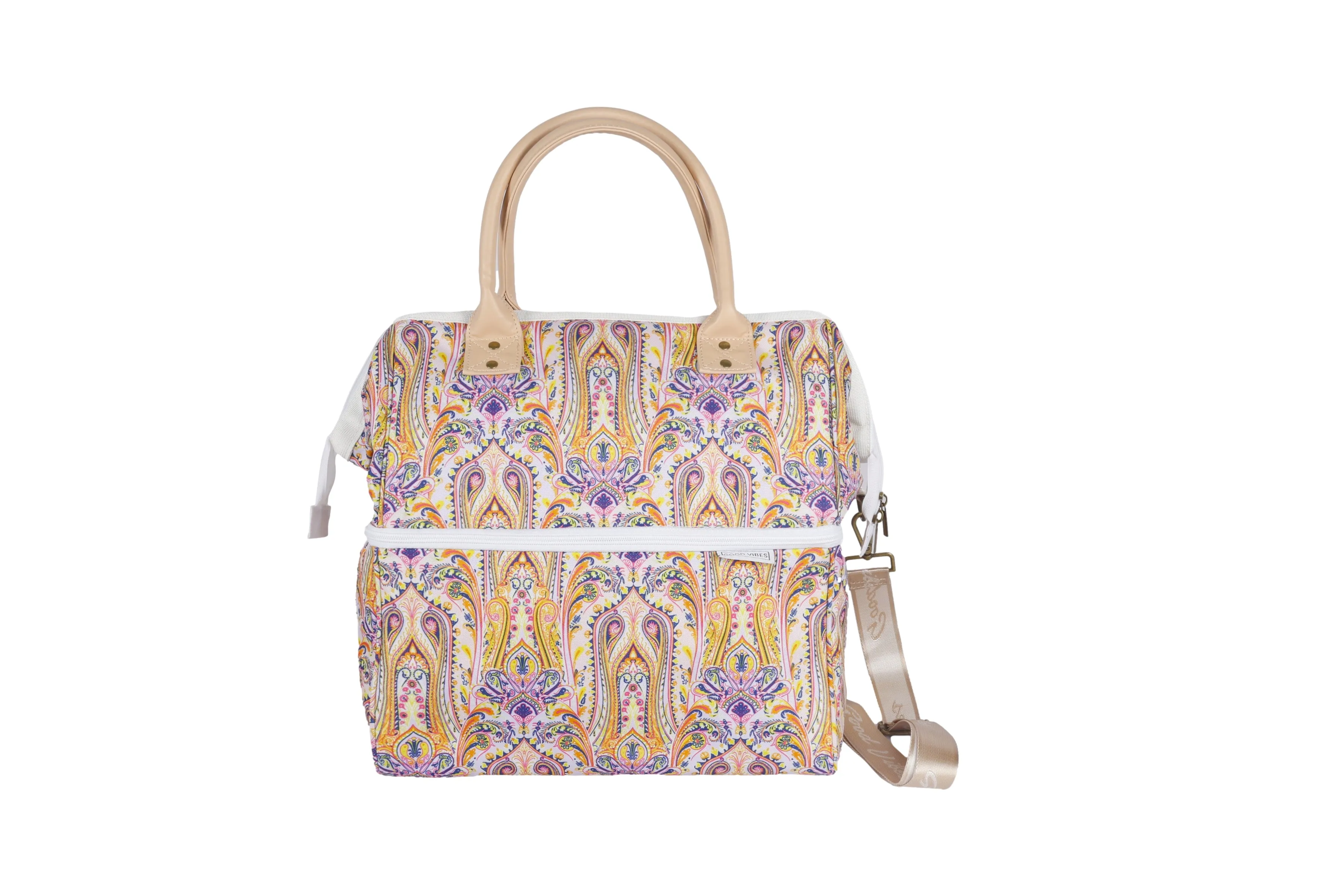 Good Vibes™ Premium Insulated Picnic Cooler Bag, Carry Handles, 2 Separate Compartments, Holds 24  Cans - Nomad Paisley