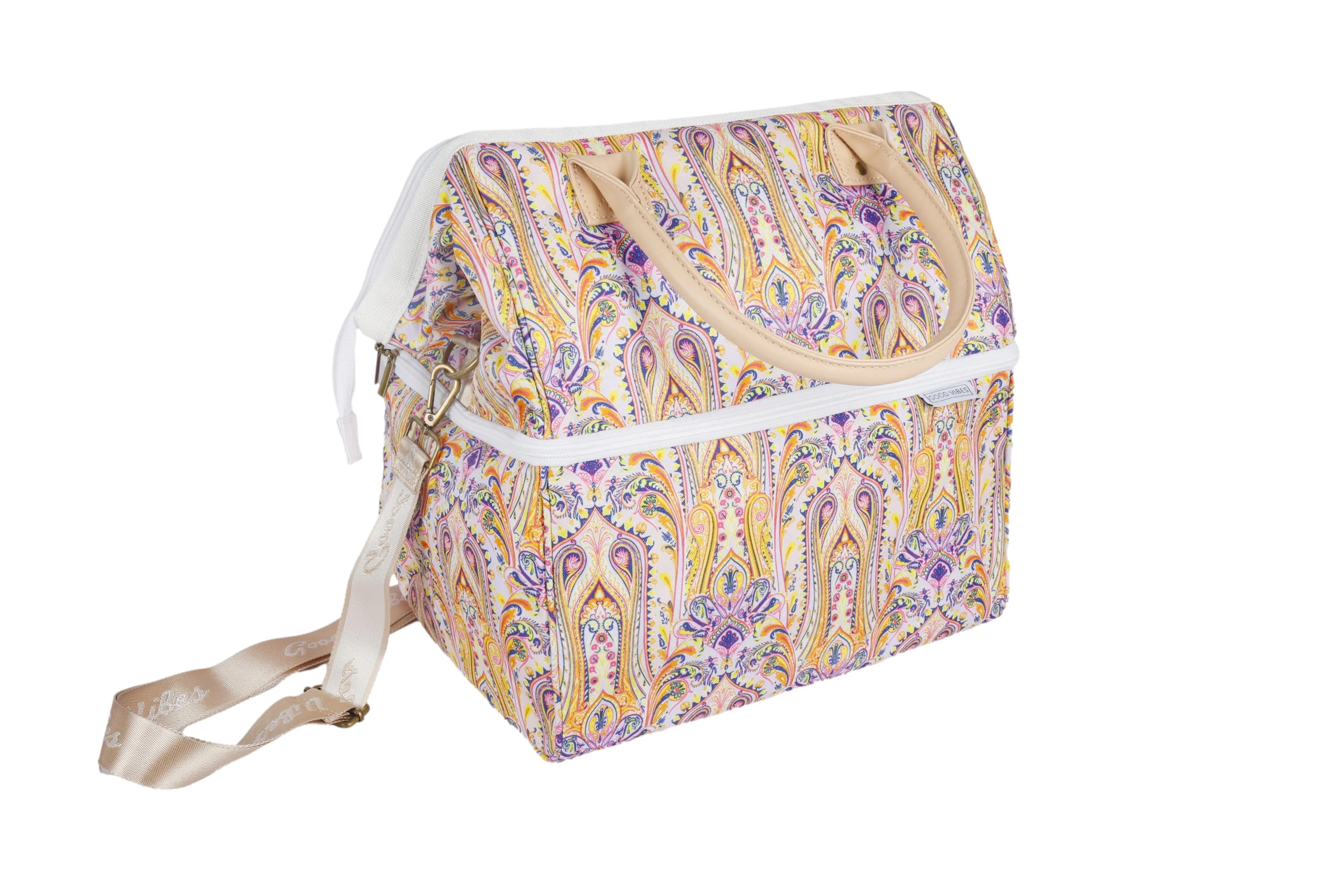 Good Vibes™ Premium Insulated Picnic Cooler Bag, Carry Handles, 2 Separate Compartments, Holds 24  Cans - Nomad Paisley