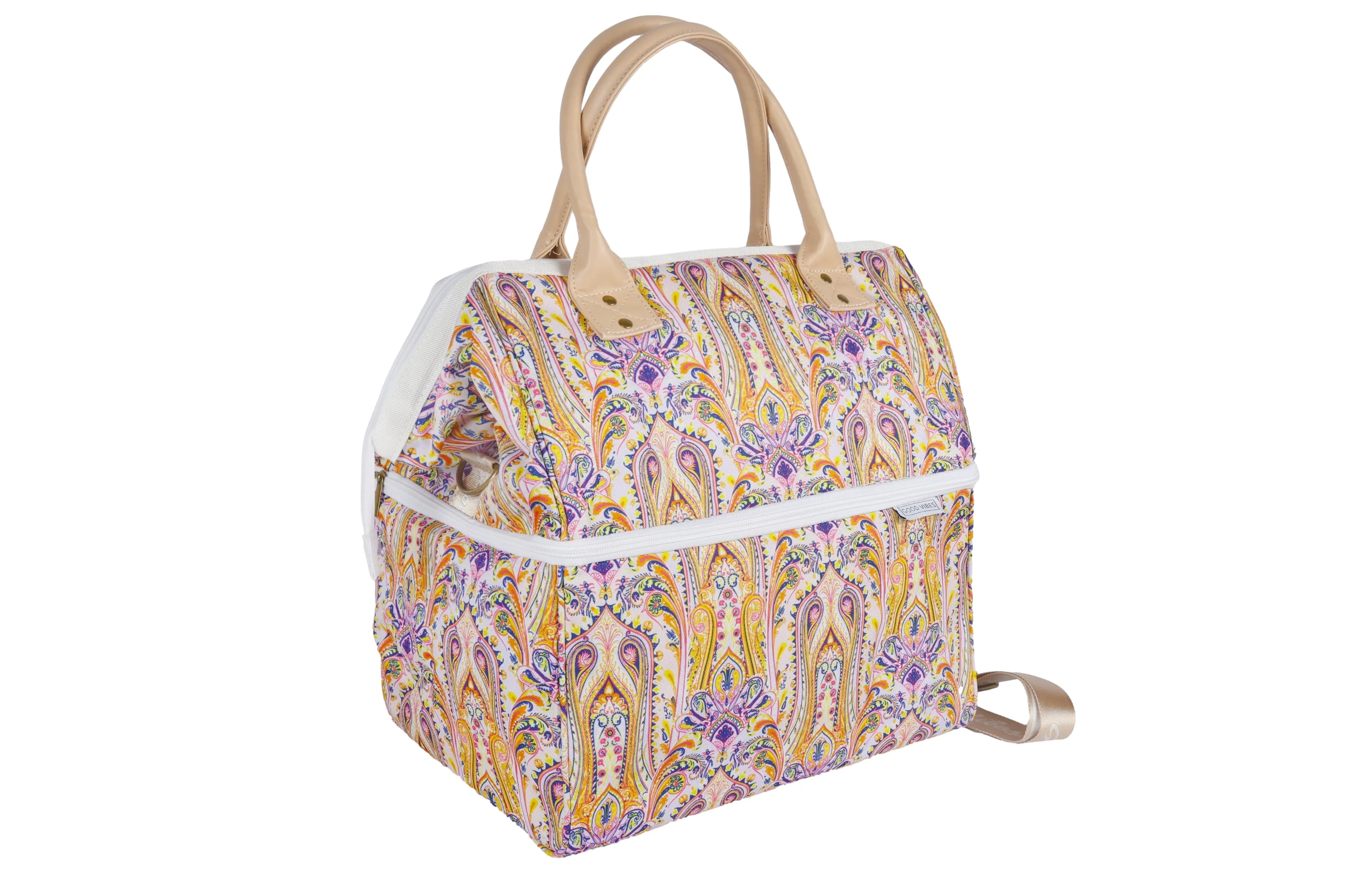 Good Vibes™ Premium Insulated Picnic Cooler Bag, Carry Handles, 2 Separate Compartments, Holds 24  Cans - Nomad Paisley