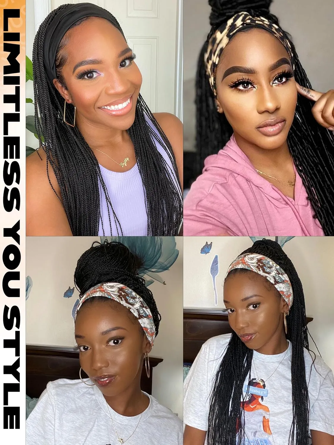 GORGIUS Braided Headband Wig Micro Box Braid Wigs Pre Handmade Synthetic Brading Hair