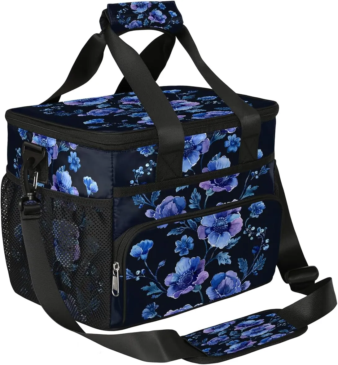 Gossamer Flower Soft Sided Cooler Bag, 20 Cans Insulated Leak Proof Cooler Bag with Hard Bottom Romantic Flower Portable Lightweight Cooler Picnic Cooler Lunch Tote Bag for Travel Camping