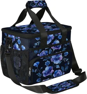 Gossamer Flower Soft Sided Cooler Bag, 20 Cans Insulated Leak Proof Cooler Bag with Hard Bottom Romantic Flower Portable Lightweight Cooler Picnic Cooler Lunch Tote Bag for Travel Camping