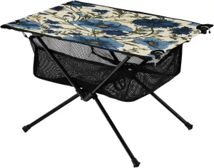 Graffiti Blue Flower Pattern Portable Camping Table,Outdoor Folding Table,Beach Table,Suitable for Camping,Hiking,Picnic
