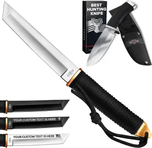 Grand Way Tanto Camping Knife with Sheath – 3  Colors – 5.9" Fixed Full Tang Mirror Polished Blade – Hunting Knife with Sheath Survival Knives for Men