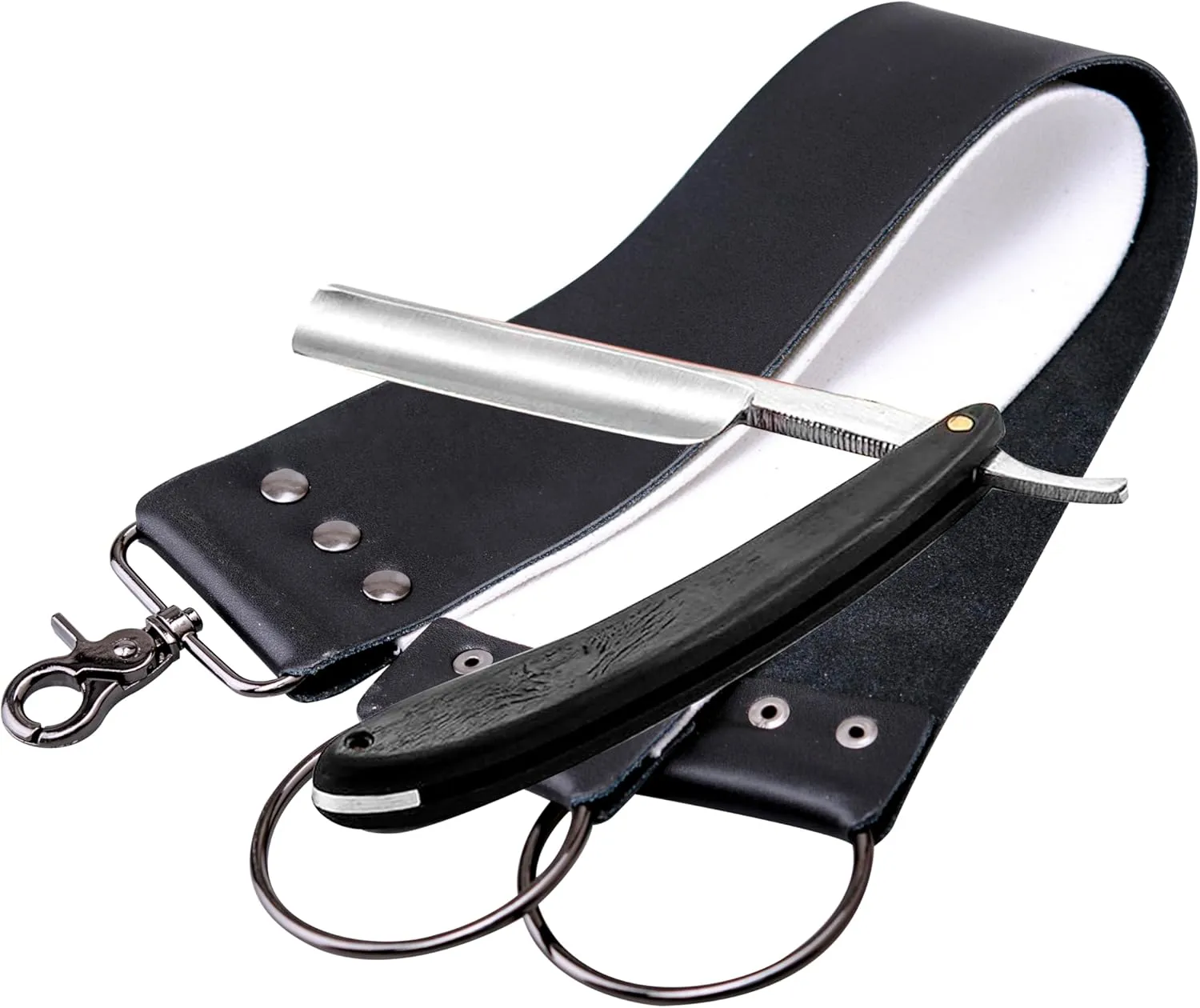 Grandslam Straight Razor Shave Ready Handmade Sharpened, 420 Steel Straight Razor Blade, 2 Layers Long Leather Canvas Strop, Sharpening Stone,2 Side Grit 3000 Waterstone Knife Sharpener