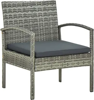 Gray Patio Chair with Cushion Poly Rattan Outdoor Furniture Steel Frame for Patio Garden Relaxation Dining Dimensions 22.8x22.8x28.3 inches Sturdy Comfortable Easy to Clean