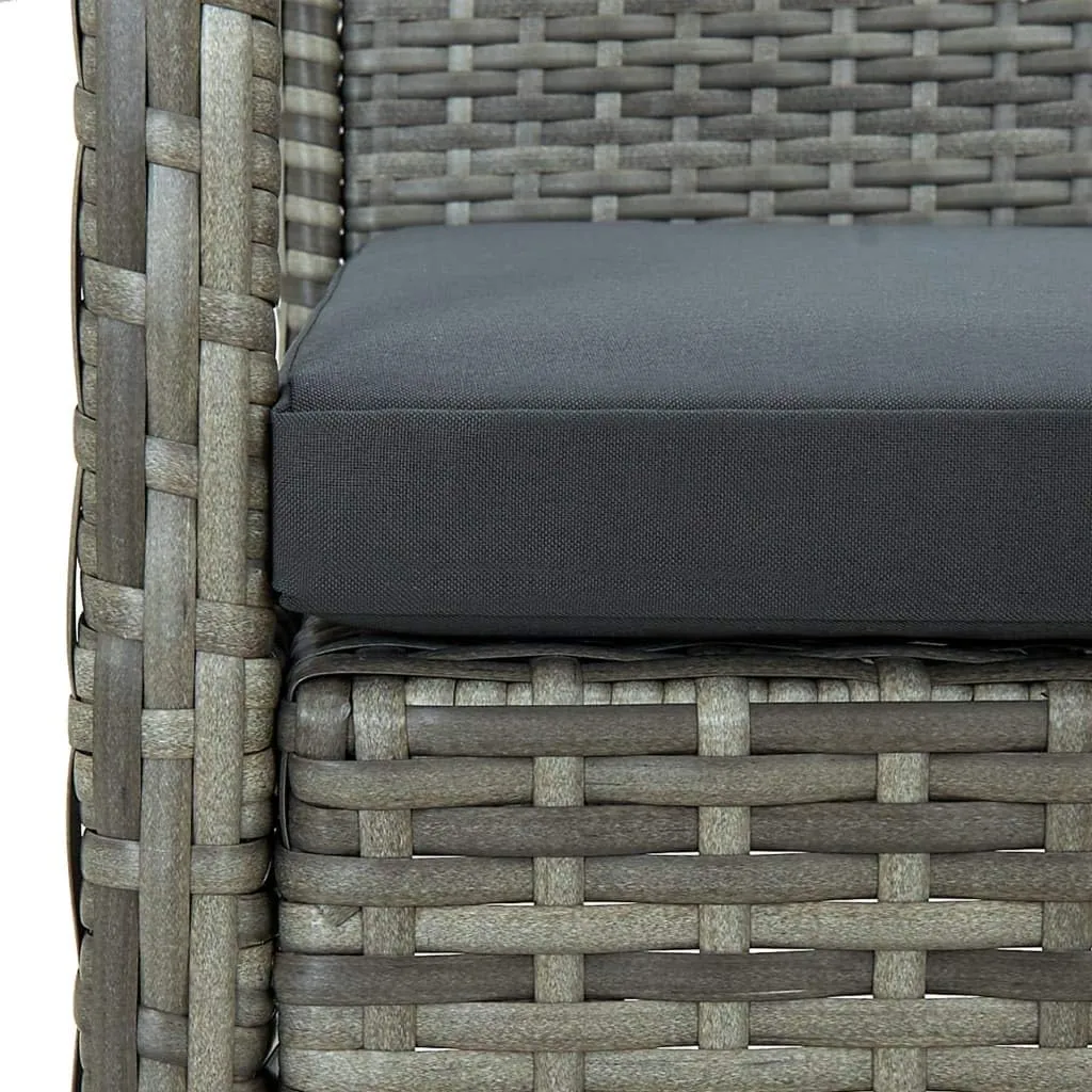Gray Patio Chair with Cushion Poly Rattan Outdoor Furniture Steel Frame for Patio Garden Relaxation Dining Dimensions 22.8x22.8x28.3 inches Sturdy Comfortable Easy to Clean