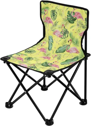 Gredecor Portable Folding Camping Chair with Carrying Bag, Outdoor Portable Chair for Foldable Lawn Chair,Outdoor Camp Chair for Fishing Outside Sports (Green Palm Leaves Flamingo)