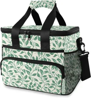 Green Leaf Muted Color Cooler Bag Insulated Cooler Soft Sided Cooler 24 Can Portable Picnic Bag Large Leakproof Lunch Bag Box for Beach Grocery Camping Travel Car Men Women