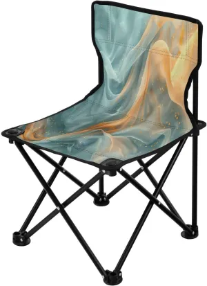 Green Texture Portable Outdoor Folding Chair Anti-Slip Padded Oxford Cloth Stool Camping Chair Small for Beach Hiking Fishing Gardening Quad Camp Chair