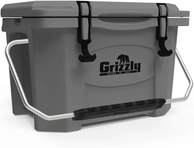 Grizzly 20 Cooler | 20 qt Ice Chest Durable Rotomolded Insulated | Made in USA | Warranty for Life | For Beach Boat Camping Fishing Hunting | G20